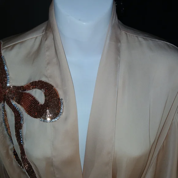 Victoria's Secret Georgette Satin Robe with Sequin Bow Gorgeous - Picture 9 of 16